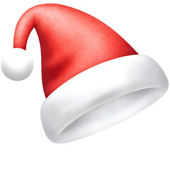 Watercolor Christmas hat Illustration. This image is perfect for christmas cards or invitations. A winter holiday hat in watercolor art with red and green colors. 