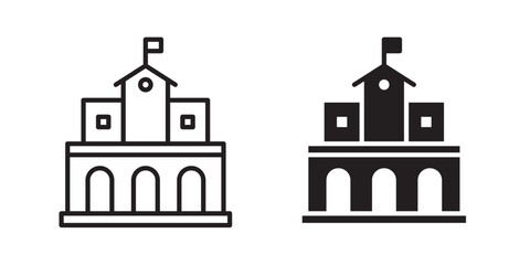 Fototapeta premium University icon . office, bank, school, hotel, shop, university, city, real estate and hospital symbol. Vector illustration with stroke and fill on a white&nbsp;background.