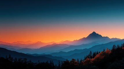 Serene sunset reflection landscape scene Majestic Sunset Over Serene Mountain Landscape with Colorful Sky featuring vibrant atmosphere, modern creative presentation, inspirational tone