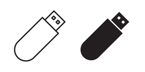 USB icon. Flash disk icon, Vector illustration with stroke and fill on a white background.