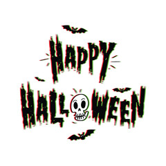 Happy Halloween Glitch Style Typography Design Vector Spooky Distorted Text Effect
