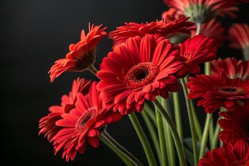 Vibrant Red Gerbera Daisies Close-up Photography of Blossoms