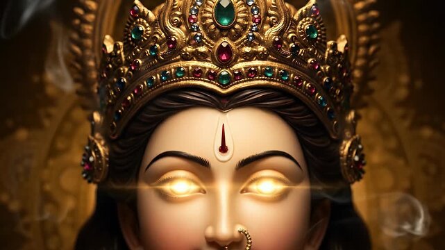 Happy Navratri 2025, Navratri themed Durga Maa with elegant face and composition