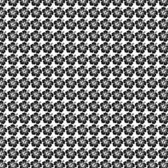 Seamless Black and White Single Scale Hibiscus Dense Repeat Pattern