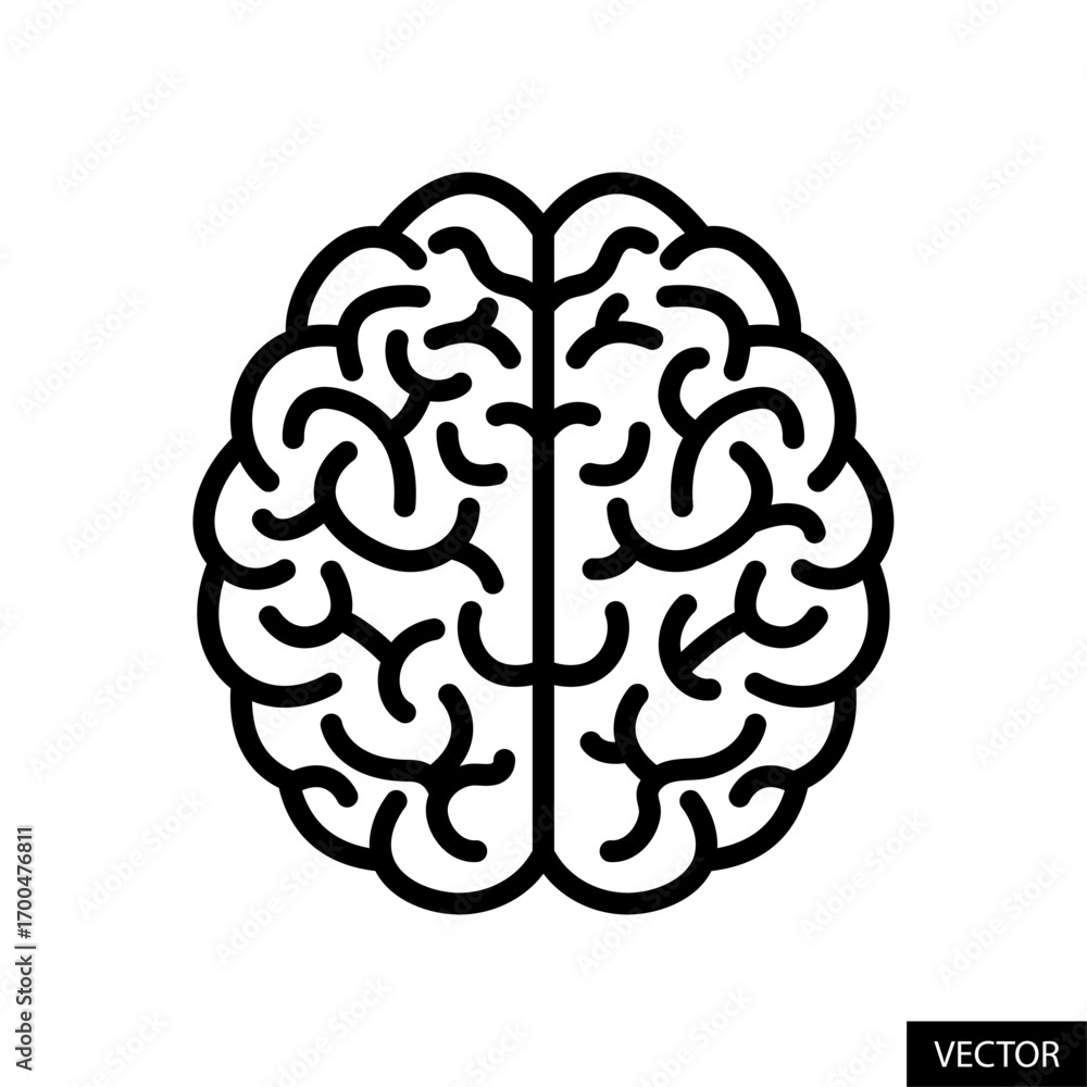 Poster brain vector icon in line style design for website, app, ui, isolated on white background. editable 
