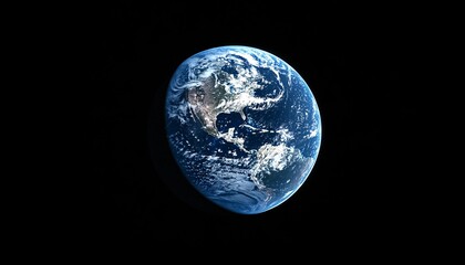 Naklejka premium The illustration shows a detailed view of planet Earth, specifically showcasing North and Central America, with visible cloud cover and oceanic features.