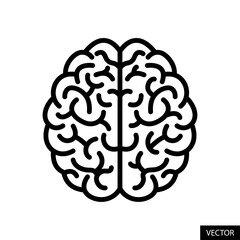 Brain vector icon in line style design for website, app, UI, isolated on white background. Editable stroke. Vector illustration.