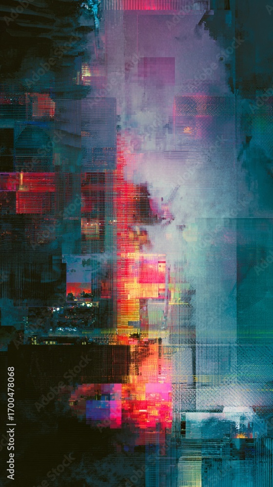 Poster a mesmerizing abstract composition featuring vibrant colors and dynamic shapes, evoking emotion and 