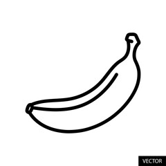 Banana vector icon in line style design for website, app, UI, isolated on white background. Editable stroke. Vector illustration.