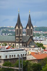 Fototapeta premium Karlin district in Prague. Church of Saints Cyril and Methodius in Prague, Czech Republic.