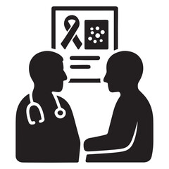 Vector art of doctor discussing cancer diagnosis with patient