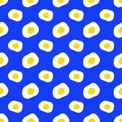 Seamless Egg Pattern on Blue Background