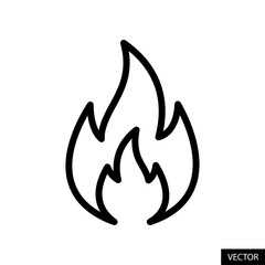 Fire vector icon in line style design for website, app, UI, isolated on white background. Editable stroke. Vector illustration.