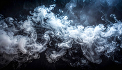 黒背景に漂う煙の抽象テクスチャ &ndash; Abstract Smoky Texture on Black Background with Dark Moody Atmosphere