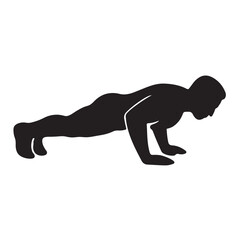 Vector art of silhouette of a man doing pushups, , showcasing strength