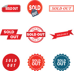 Set of Nine Sold Out Badges and Labels