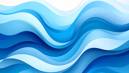 Fototapeta premium ブルートーンのレイヤーで描かれたミニマル抽象波背景 – Minimalist Abstract Waves in Layered Blue Tones Smooth Vector Style