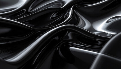 Fototapeta premium 光沢のある黒い金属表面の高級テクスチャ – Glossy Black Metallic Surface with Smooth Reflections and Luxury Feel