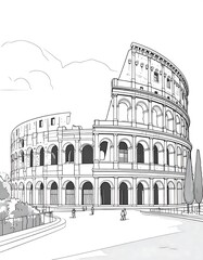 Ancient Roman Colosseum sketch