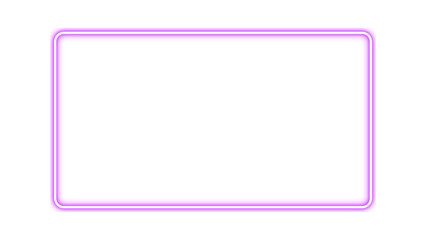 Purple rectangular frame with neon glow. Neon effect purple border. Neon glow purple rectangle for picture or video frame. Vector illustration. © LionStudio