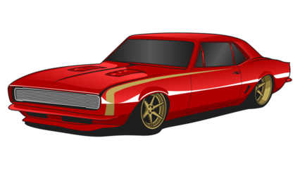Sleek classic red car vector illustration, a dynamic vector art piece. This vibrant vector graphic and automotive art showcases a powerful car drawing