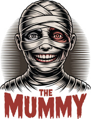 Fototapeta premium The Mummy illustration with distressed text ancient