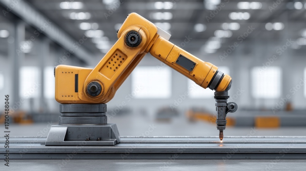 Aufkleber industrial robotic arm in a factory setting, showcasing precision and technology in manufacturing pr
