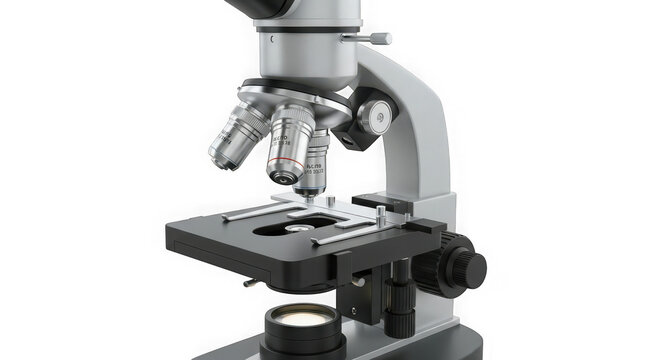 Detailed close-up of a vintage laboratory microscope revealing scientific exploration and discovery tools used in research and education transparent background