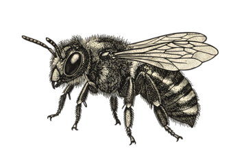 Detailed Digital Illustration Of A Bee On Transparent Background