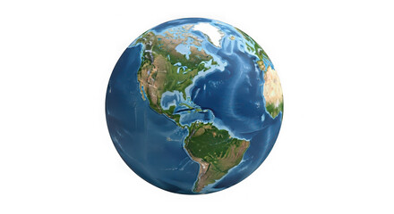Fototapeta premium Stunning 3d globe of earth showing continents oceans and global landmasses from space in detailed resolution transparent background