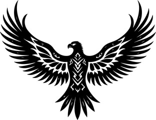 Obraz premium Tribal Eagle Silhouette with Outstretched Wings