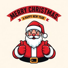 Cheerful Santa Claus Wishes Merry Christmas and Happy New Year