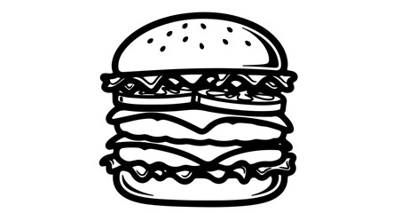 Delicious burger with multiple patties and toppings, a tempting fast food option