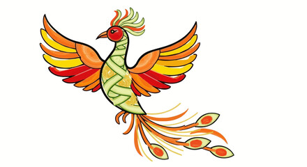 Obraz premium A vibrant phoenix bird with colorful feathers, symbolizing rebirth and renewal