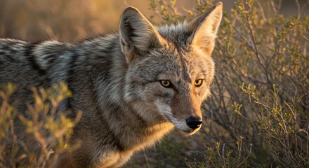 Obraz premium Coyote portrait in natural setting, wildlife in its habitat