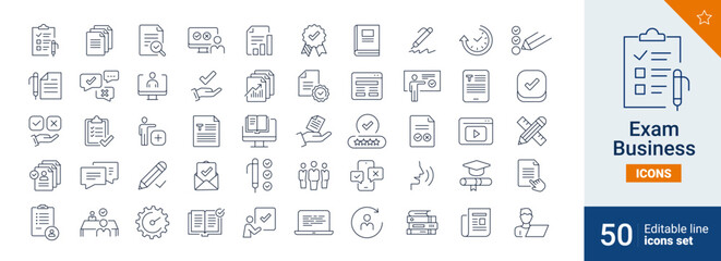 Exam icons Pixel perfect. teacher, text, control,... 