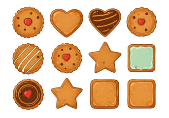 Illustration of Various Baked Cookies with Transparent Background