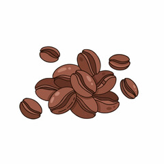 Roasted coffee beans illustration isolated on white background for design concept