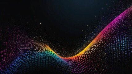 Undulating Digital Waveform with a Vibrant, Textured Rainbow Gradient
