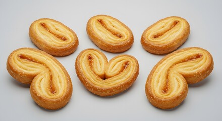 Fototapeta premium Delicious French Palmier Cookies on a White Background
