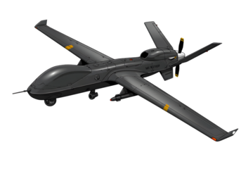 Detailed Illustration of a Black Drone Isolated on Transparent Background