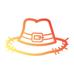Minimalist Line gradient icon of pilgrim hat