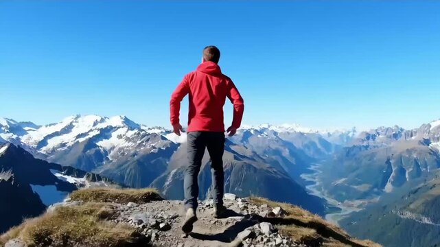 man on top of mountain