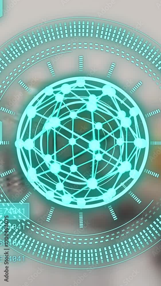 Aufkleber animation of shapes and data processing over pills