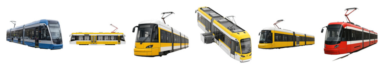 Modern Tram Set Including Blue