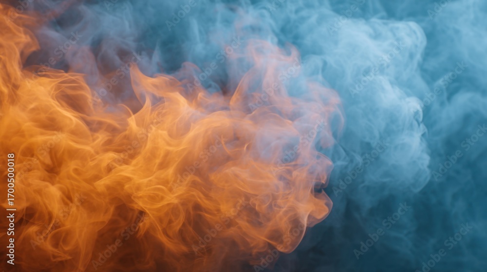 Aufkleber abstract background of vibrant orange and blue smoke blends creating an artistic and dynamic visual 