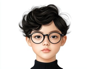 Stylish woman in glasses and black turtleneck portrait of modern sophistication confidence