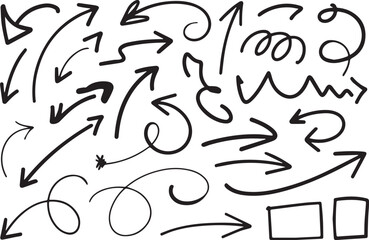 sketch arrow bundle vector collection with hand drawn designs including curved zigzag loop spiral icons for infographic