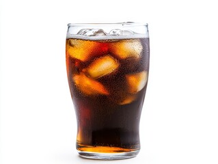 Refreshing icecold cola with fruit slice summer delight in glass 