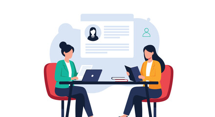 Professional job interview process with two candidates meeting human resources manager discussion career opportunities